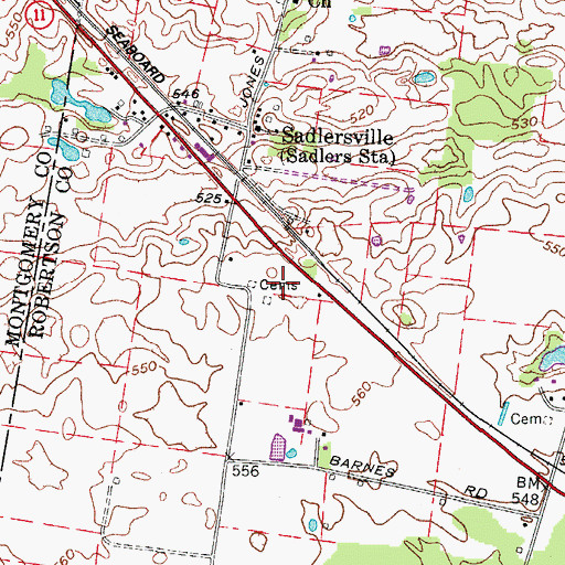 Topographic Map of Sadler Cemetery, TN