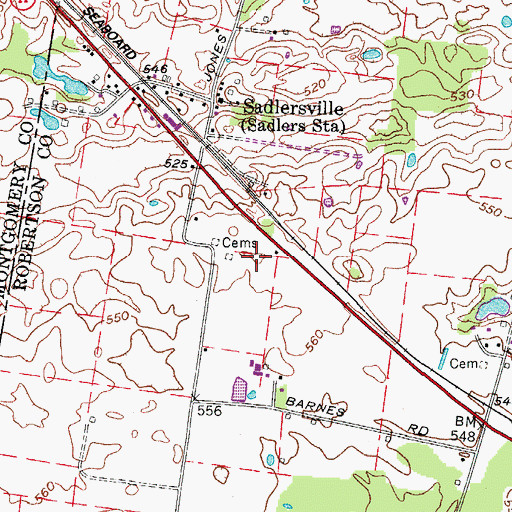Topographic Map of Sadlersville Cemetery, TN