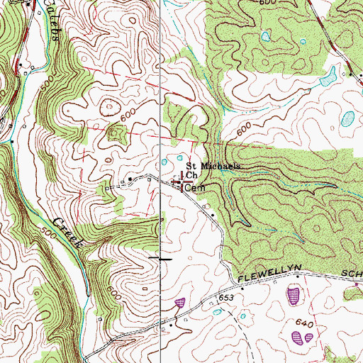 Topographic Map of Saint Michaels Cemetery, TN