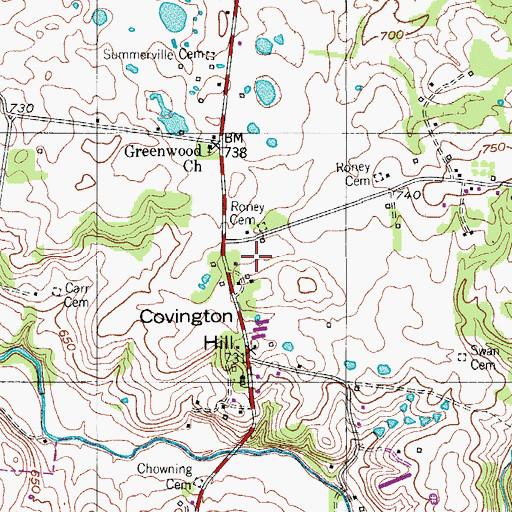 Topographic Map of Spain Cemetery, TN