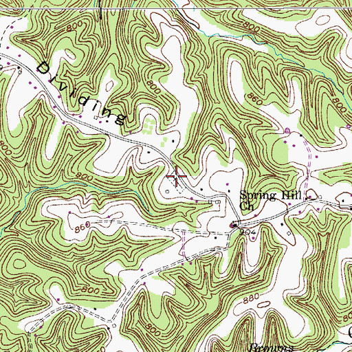 Topographic Map of Spring Hill Cemetery, TN