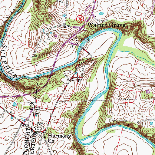 Topographic Map of Stroud Cemetery, TN