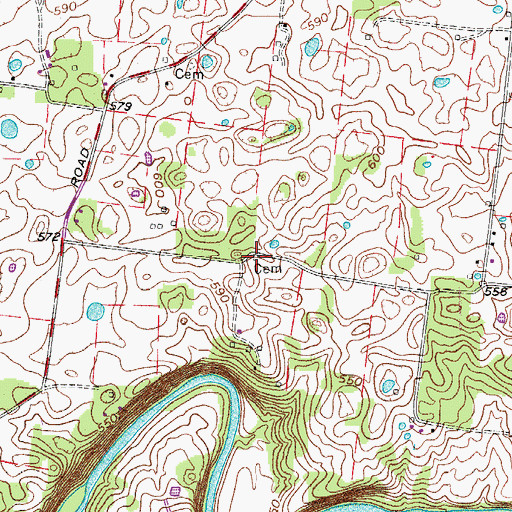 Topographic Map of Suggs Cemetery, TN