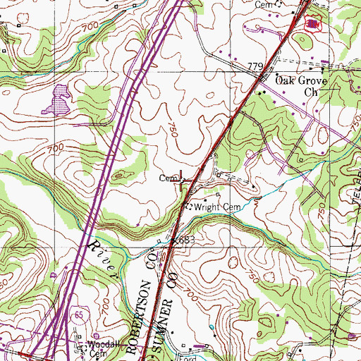 Topographic Map of Thornhill Cemetery, TN