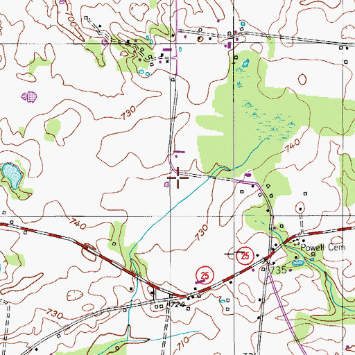 Topographic Map of True Cemetery, TN