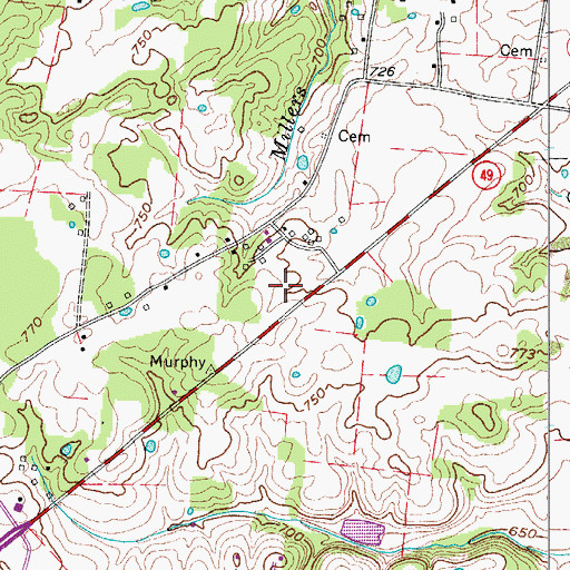 Topographic Map of Walker Cemetery, TN