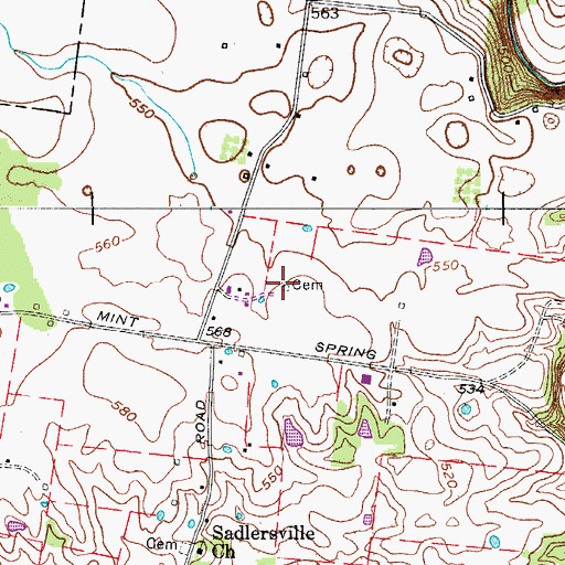Topographic Map of Warfield Cemetery, TN