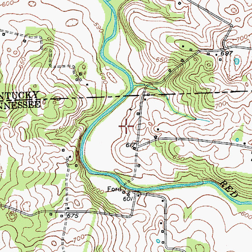 Topographic Map of West Cemetery, TN
