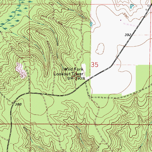 Topographic Map of Wild Fork Lookout Tower, AL