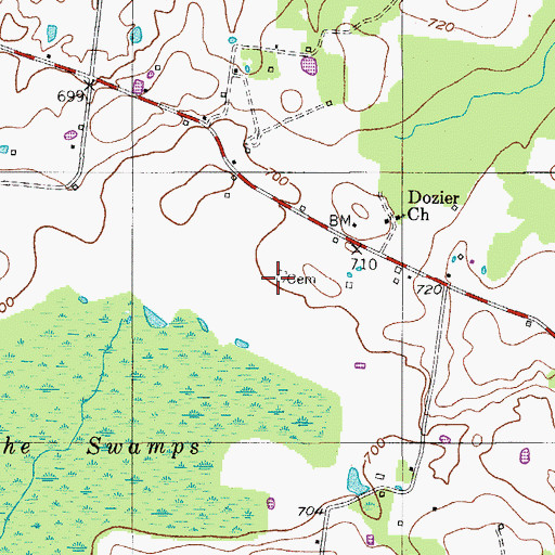 Topographic Map of Widick Cemetery, TN