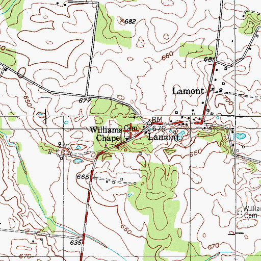 Topographic Map of Wiliams Chapel Cemetery, TN