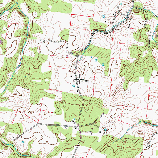 Topographic Map of Wilson Cemetery, TN