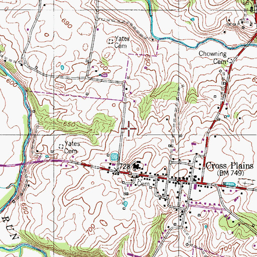 Topographic Map of White Cemetery, TN