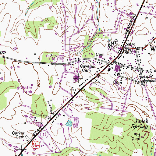 Topographic Map of White House Elementary School, TN
