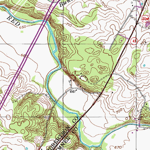 Topographic Map of Young Cemetery, TN