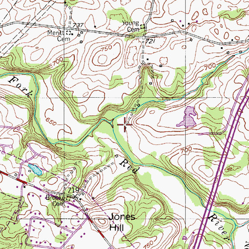 Topographic Map of Young Cemetery, TN