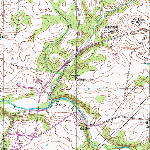 Topographic Map of Young Cemetery, TN