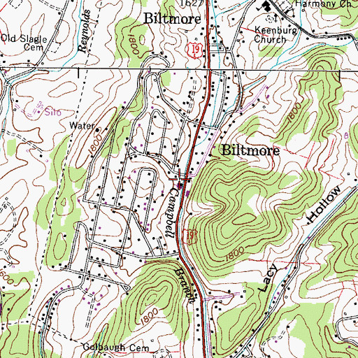 Topographic Map of Biltmore Baptist Church, TN