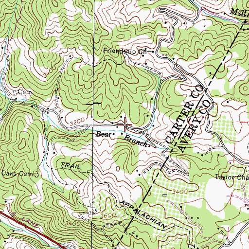 Topographic Map of Buck Mountain, TN