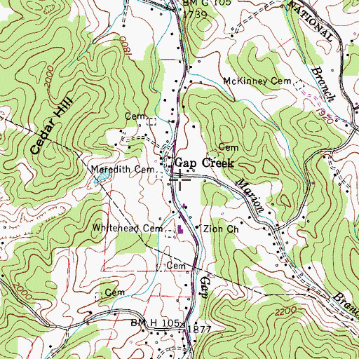 Topographic Map of Clarks Mill (historical), TN