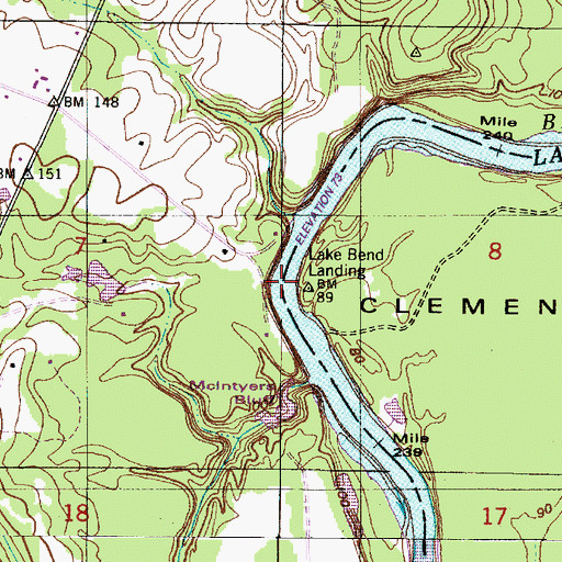 Topographic Map of Lake Bend, AL