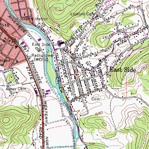 Topographic Map of Watauga Old Fields, TN