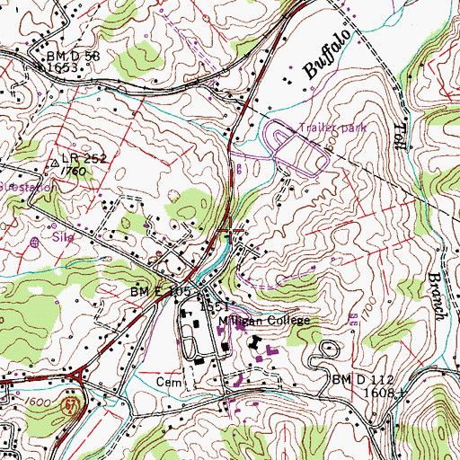 Topographic Map of Williams Mill (historical), TN