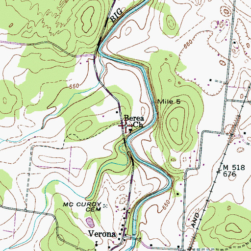Topographic Map of Berea Cemetery, TN