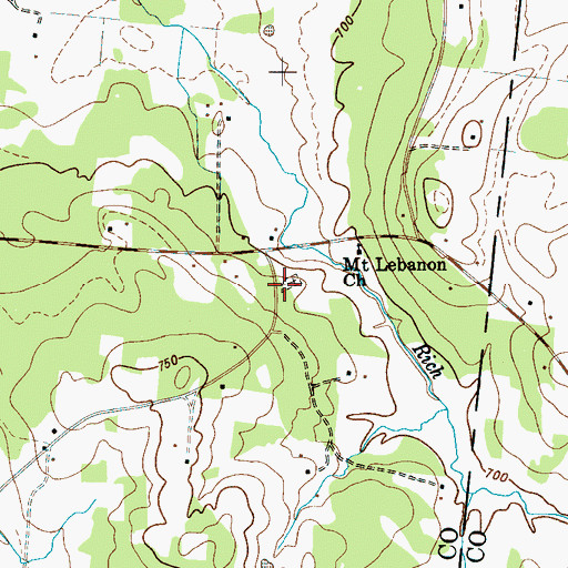 Topographic Map of Mount Lebanon Cemetery, TN