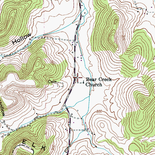 Topographic Map of New Bear Creek Cemetery, TN