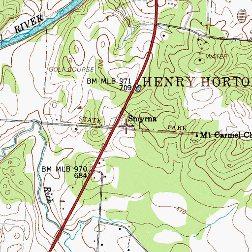 Topographic Map of Smyrna Baptist Church, TN