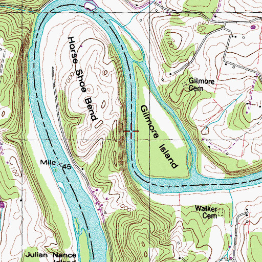 Topographic Map of Buffalo Shoals, TN