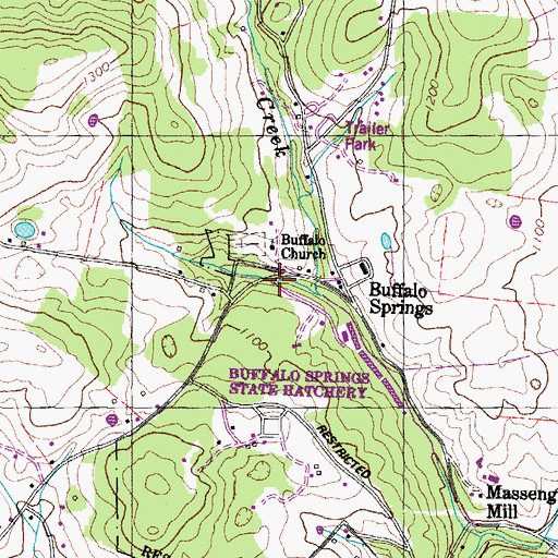 Topographic Map of Buffalo Spring, TN