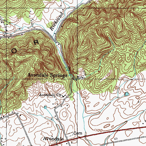 Topographic Map of Free Stone Spring, TN