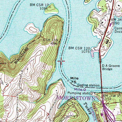 Topographic Map of Harris Shoals, TN
