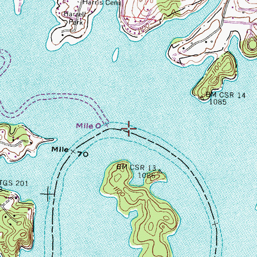 Topographic Map of Marshalls Ferry (historical), TN