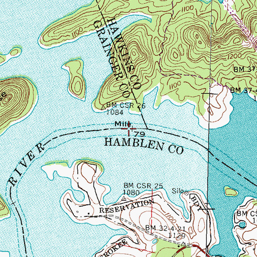 Topographic Map of Marshalls Shoals, TN