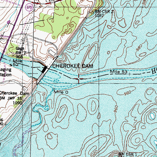 Topographic Map of Mossy Creek Shoals, TN