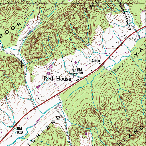 Topographic Map of Red House Baptist Church, TN
