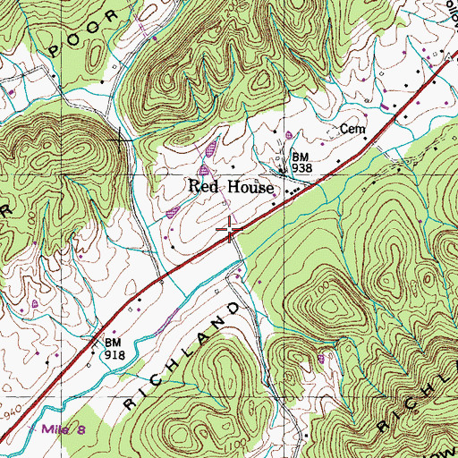 Topographic Map of Red House School (historical), TN