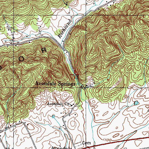 Topographic Map of Red Sulfur Spring, TN