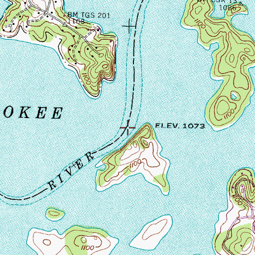 Topographic Map of Sheltons Ford (historical), TN
