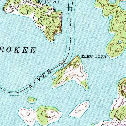 Topographic Map of Sheltons Shoals, TN