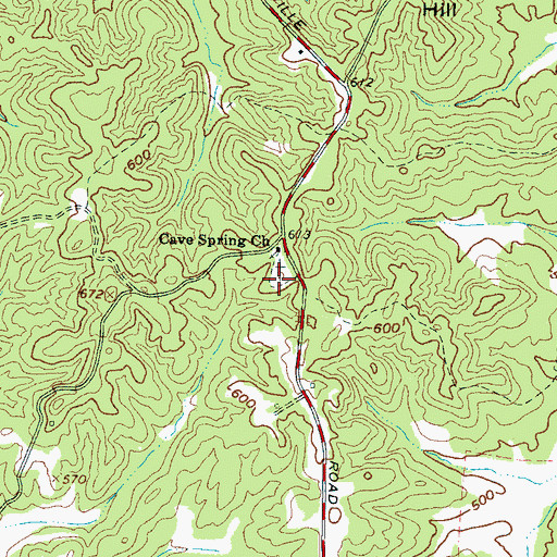 Topographic Map of Cave Springs Cemetery, TN