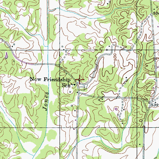 Topographic Map of Friendship Baptist Church, TN