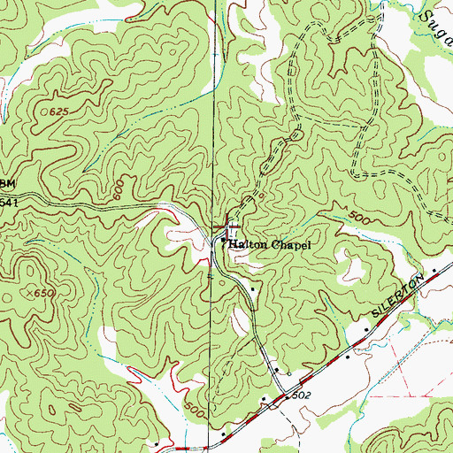 Topographic Map of Haltoms Chapel Cemetery, TN