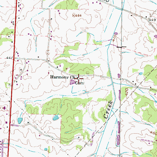 Topographic Map of Harmony Cemetery, TN