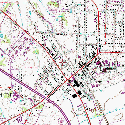 Topographic Map of Henderson Cemetery, TN