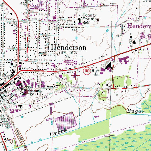 Topographic Map of Henderson First Baptist Church, TN
