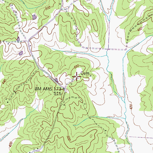 Topographic Map of Johnson Cemetery, TN